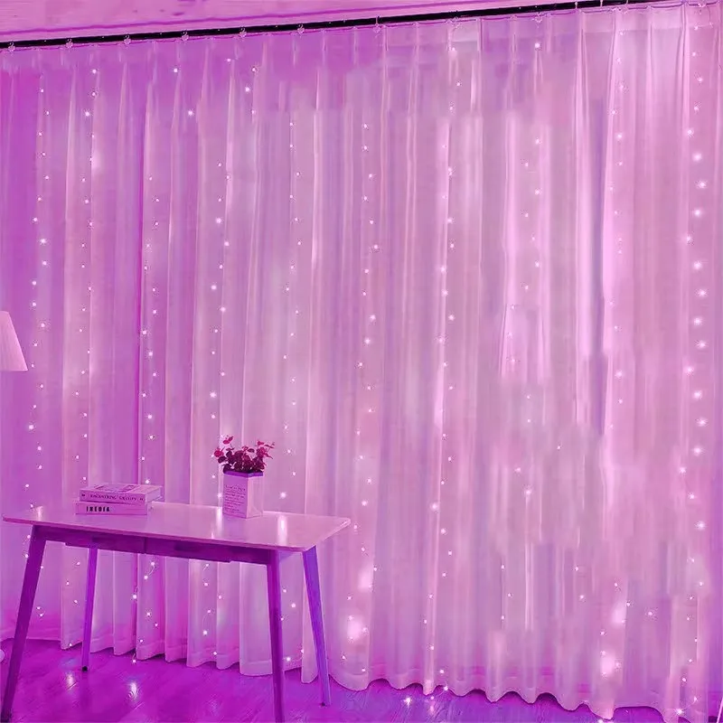 

Curtain Garland Led String Lights Festival Christmas Decoration 8 Modes Usb Remote Control Holiday Fairy Lights For Bedroom Home