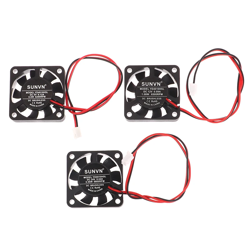 مبتكرة وعملية ل 4010 تحمل الزيت بدون فرش التبريد 2PIN SUNVN 40 مللي متر كتم مروحة تبديد الحرارة تيار مستمر 5 فولت 12 فولت 24 فولت #3