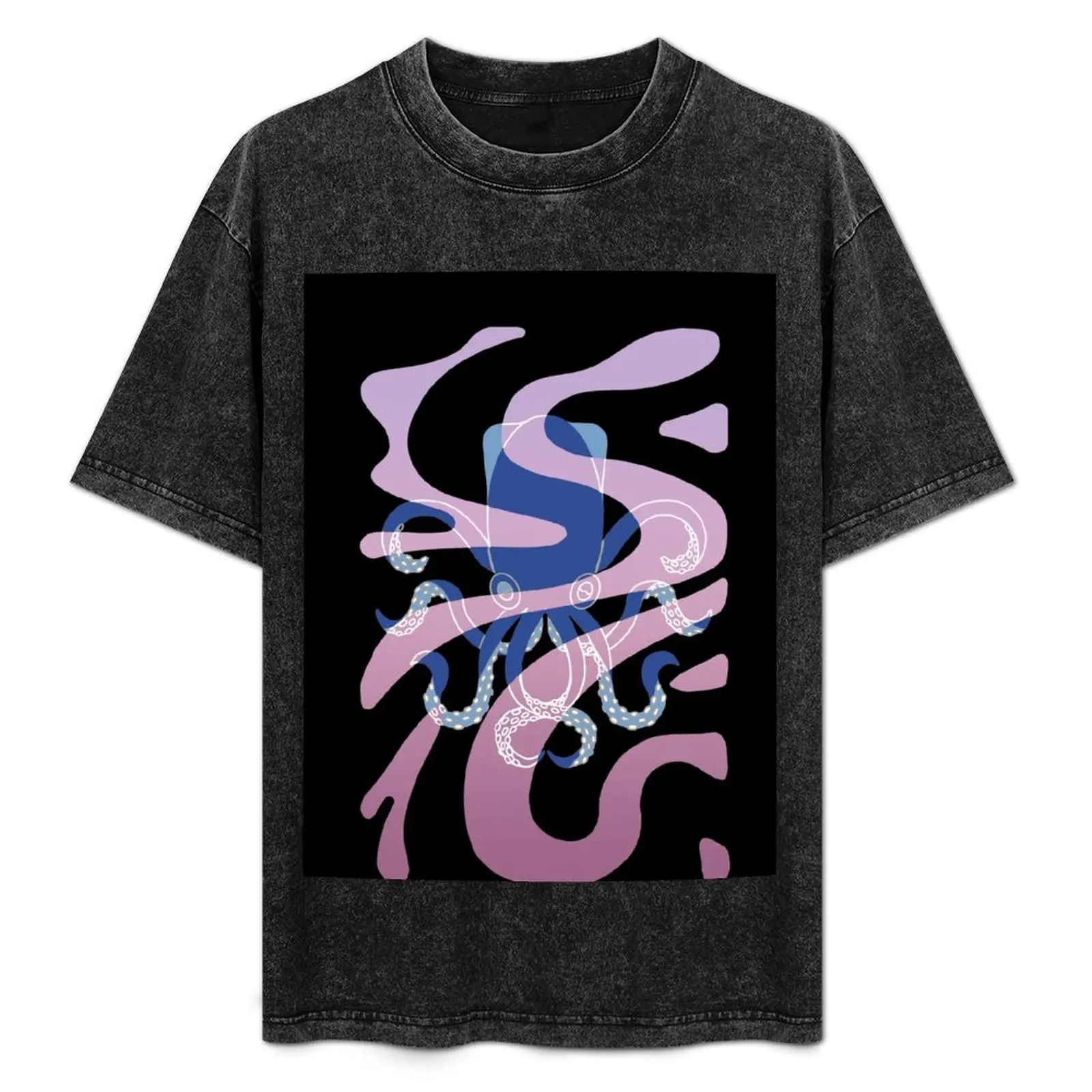 Wavy Squid Lineart Multicolor Ocean Octopus T-Shirt graphic shirts hippie clothes men clothings