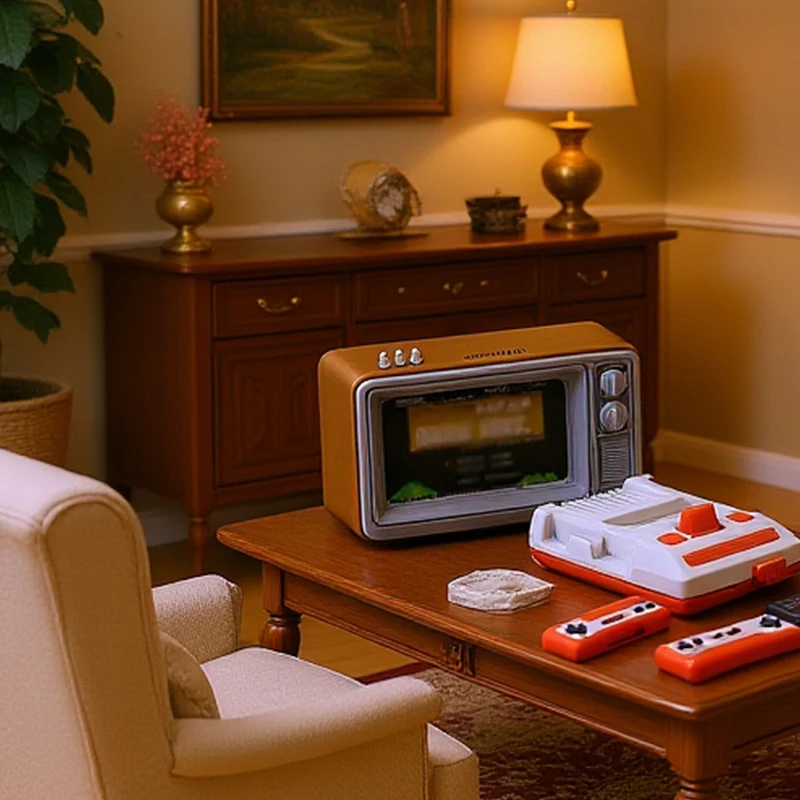 Modello di console di gioco TV nostalgica in miniatura in scala 1/12 per 12 accessori per casa delle bambole da collezione per decorazioni per scene di soggiorno