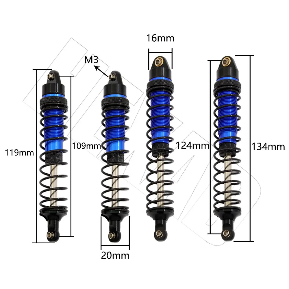 2/4pcs Metal Front and Rear Shock Absorber Damper for 1/10 Arrma SENTON Granite Typhon Big Rock RC Car Upgrade Parts