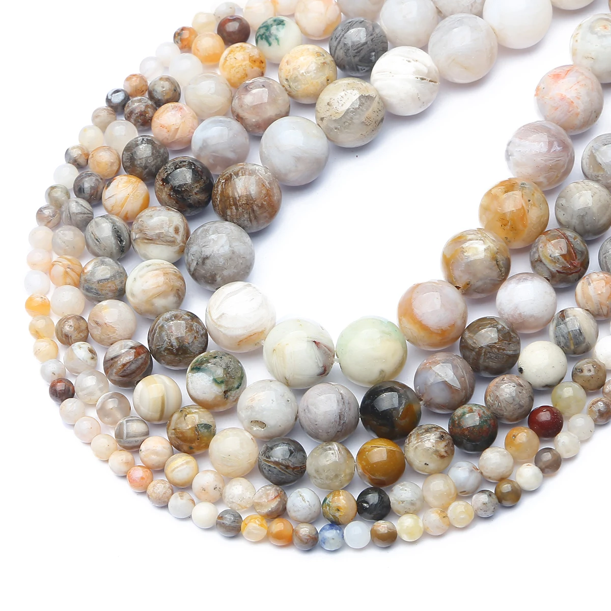 

Bamboo Leaf Blue Marble Natural Stone Beads Round Loose Spacer Bead For Jewelry Making DIY Bracelet Necklace Earring Accessory