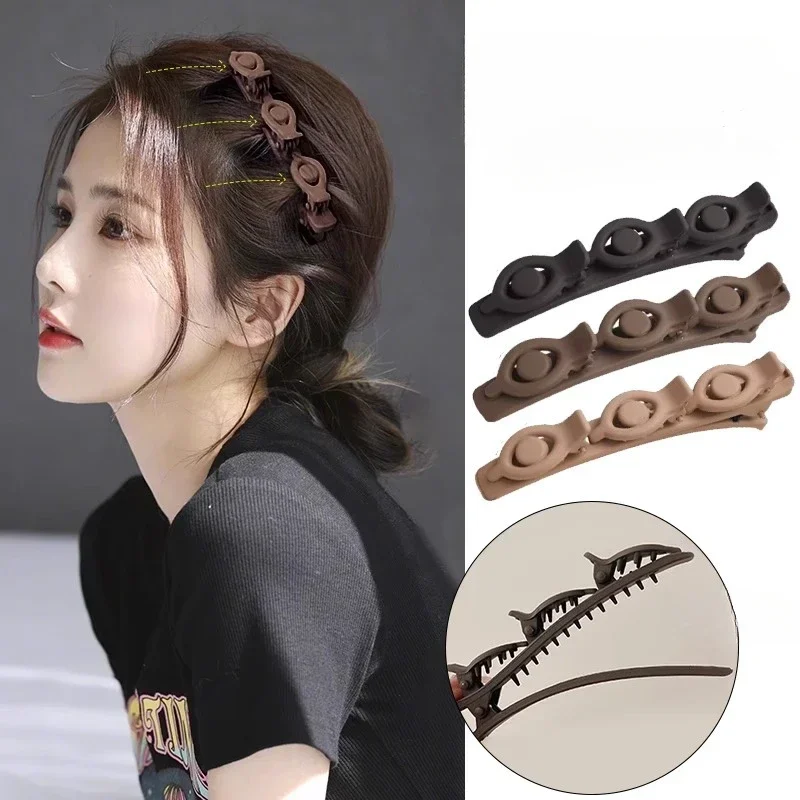 Red Velvet Double Layers Bangs Hair Side Clip Women Cute Barrettes Hairgrip Acrylic Braid Fashion Hairpin Hair Accessories Black