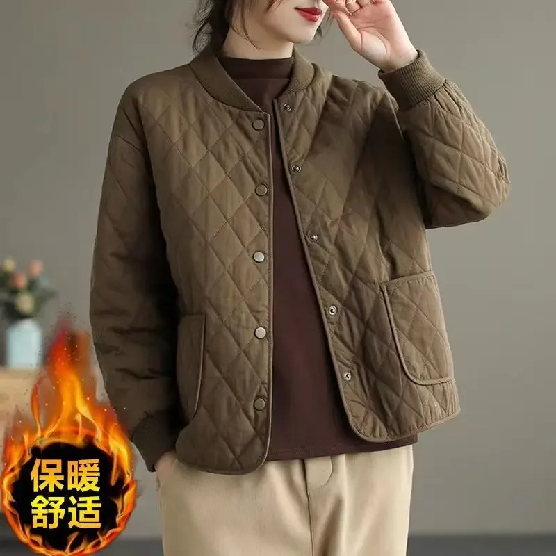 ملابس الشتاء امرأة سترة مبطنة موضة خفيفة الوزن الوقوف طوق كم طويل واحدة الصدر تقسم جيوب معاطف أسود جديد #1