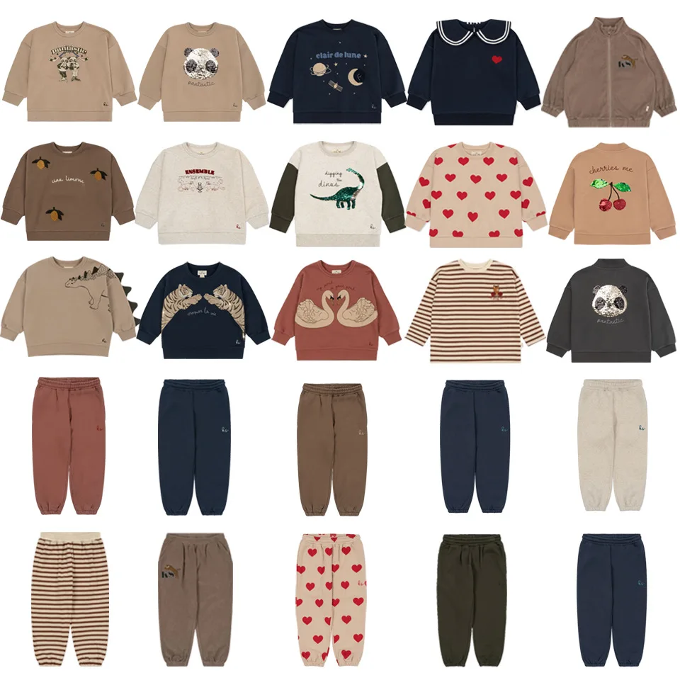 

Konges Slojd AW Baby Boys Cotton Sweatshirts Pants Sequin Jackets Suits Girls Cartoon Pullover Kids Trousers Children's Clothing