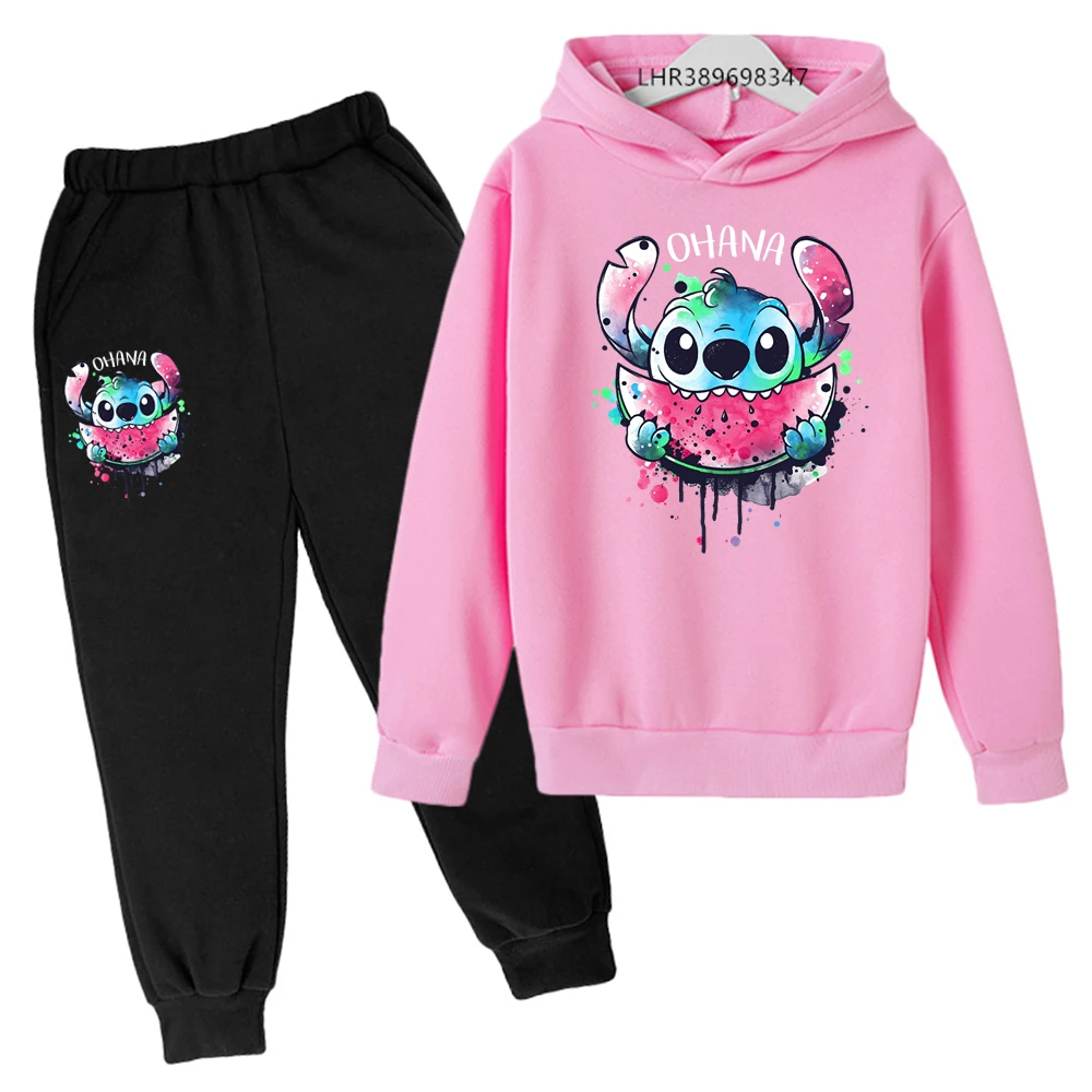 Hot Anime Stitch Hoodies Children\'s Clothing Top+Pants Suit Autumn winter Age 3-12 Boy\'s Girl\'s Sweatshirt Tops Casual Clothes