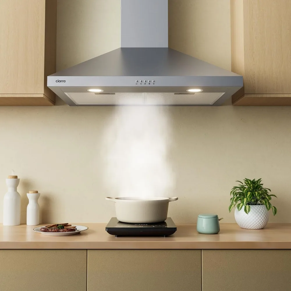 Range Hood 30 inci dinding Mount 450 CFM ducless Range Hood ventilasi untuk dapur kap dalam baja tahan karat CAS75206P