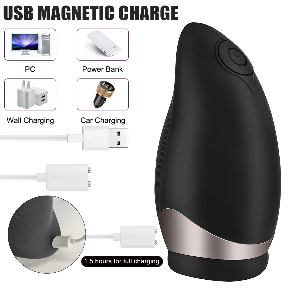 Heated Male Masturbator Artificial Mouth Blowjob Sucking Vibrator For Men Penis Pump Cock Exerciser Oral Sex Toy Erotic Products