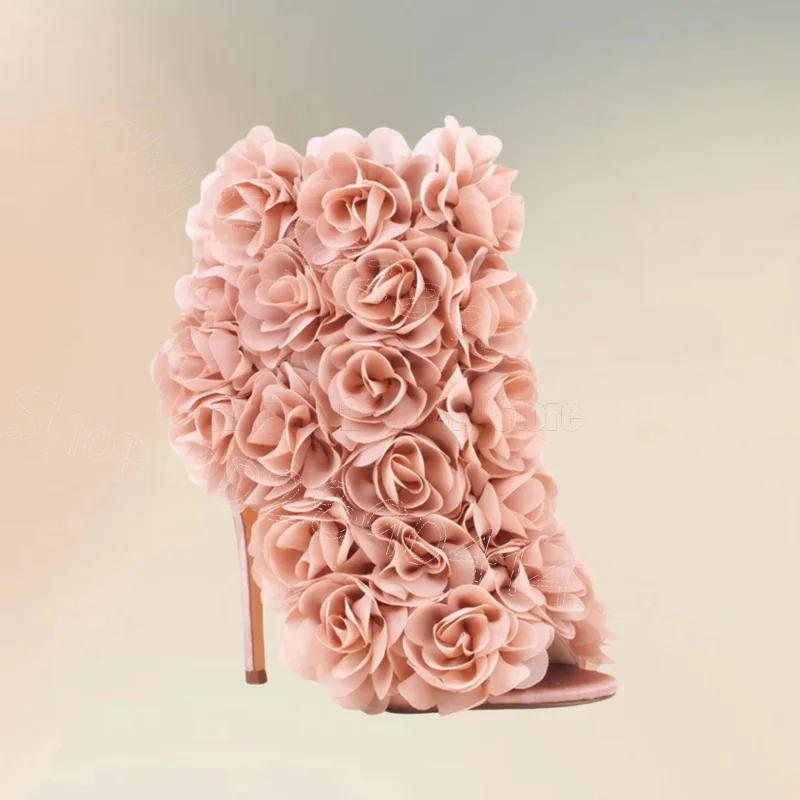 รองเท้าส้นสูงแบบเปิดนิ้วเท้า ดีไซน์ประดับลายสีสันสดใส สวมใส่ง่าย เหมาะสำหรับงานปาร์ตี้ งานเลี้ยง ออกเดท ปี 2025 รองเท้าผู้หญิง