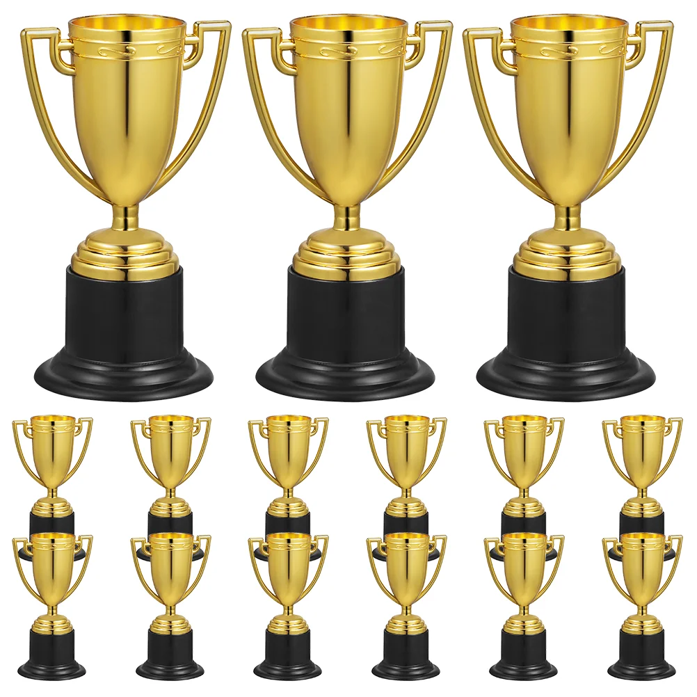 24 Pcs Small Trophy Children's Medal Award Cup Competition Trophies Gold for Party Favors Plastic Kids