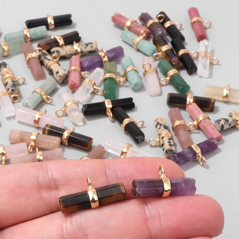 

5PCS Natural Hexagonal Stone Pendant Amethyst Amazonite Agat Charm For Jewelry Making Necklace Earrings Bracelet DIY Accessories