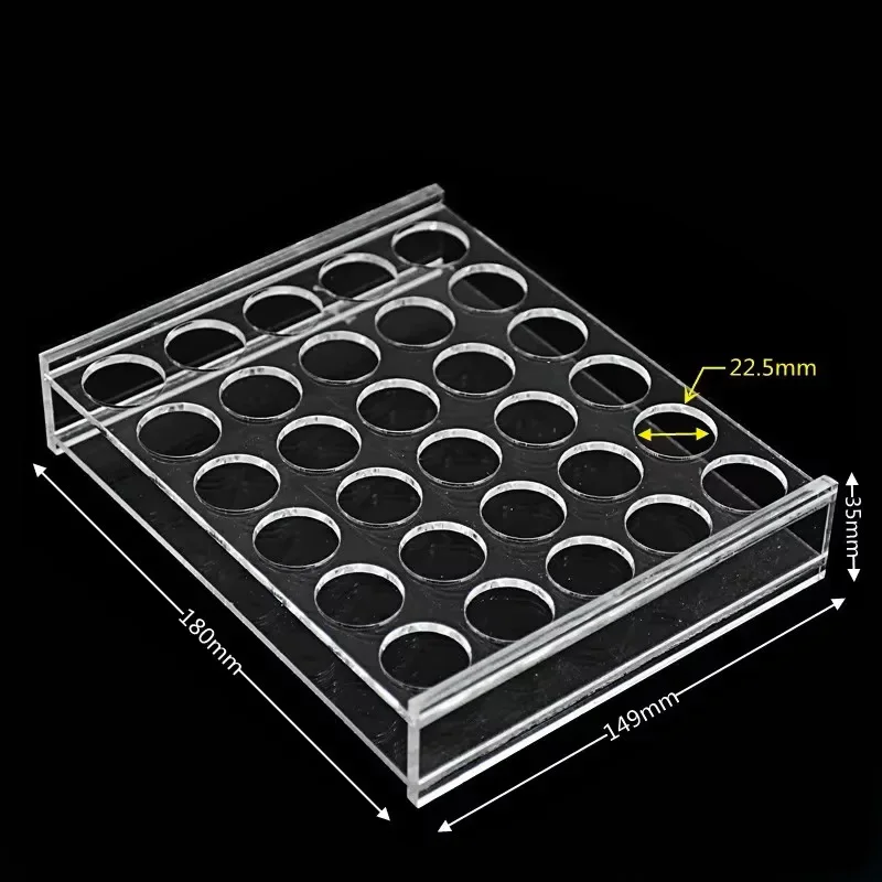 رف شبكي لقوارير الكروماتوغرافيا 10 مل حامل حامل لـ 30 زجاجة عينة تحليلية فتحة 22.5 مللي متر #5