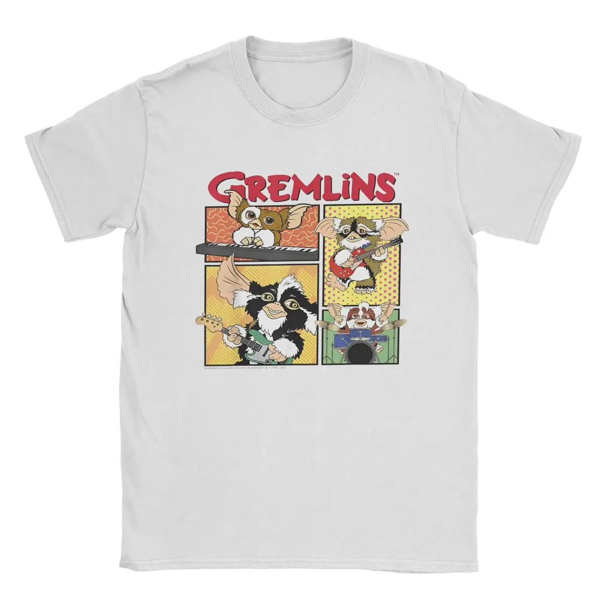 Men's Gremlins Band T Shirt 80s Movie Mogwai Monster Pure Cotton Vintage Short Sleeve Round Collar Tee Graphic Printed T-Shirt