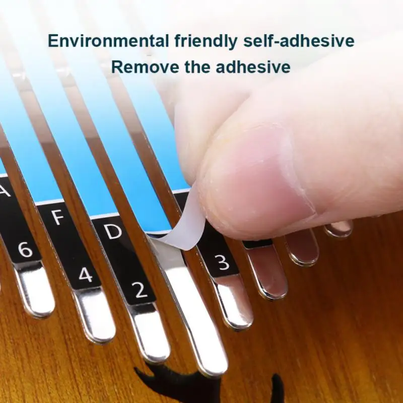 ملصق مقياس كاليمبا ، قيثار موسيقي بخمسة أصابع ، ملصق صوتي ، أدوات متعلم الإبهام ، 17 نغمة ، 21 نغمة