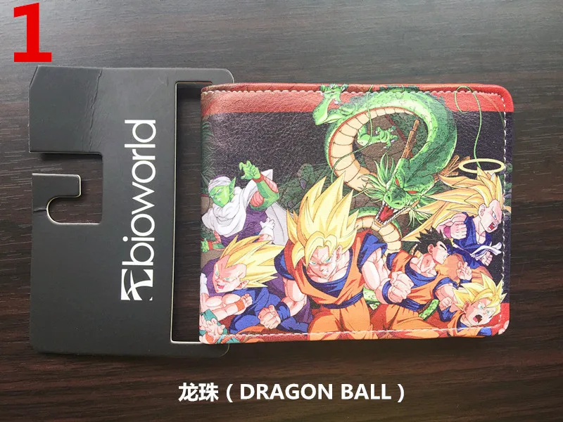 Cartera de PU de dibujos animados de Super Saiyan Anime Dragon Ball, monedero plegable Simple creativo, tarjeta multifuncional, regalo para niños