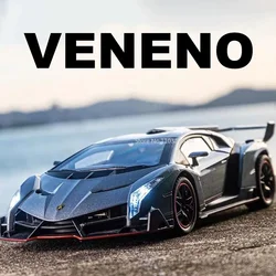 Veneno-modelo de coches de aleación, juguete de simulación de Metal fundido a presión con luz de sonido, Colección Pull Back, regalos para niños, 1/24