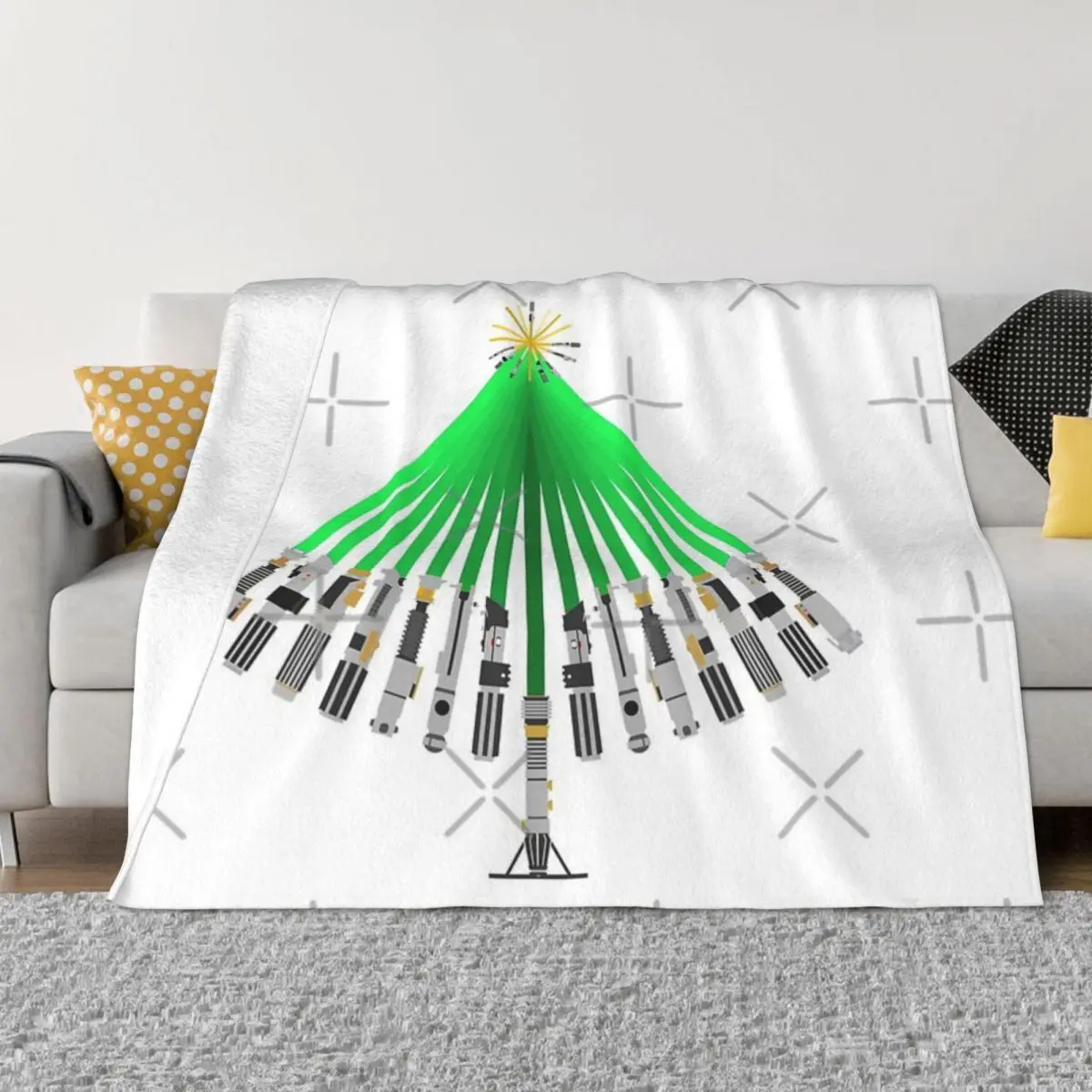 Lightsaber Christmas Tree Quilt Blanket Couple Blankets Custom Blanket Personalized Throw Blanket