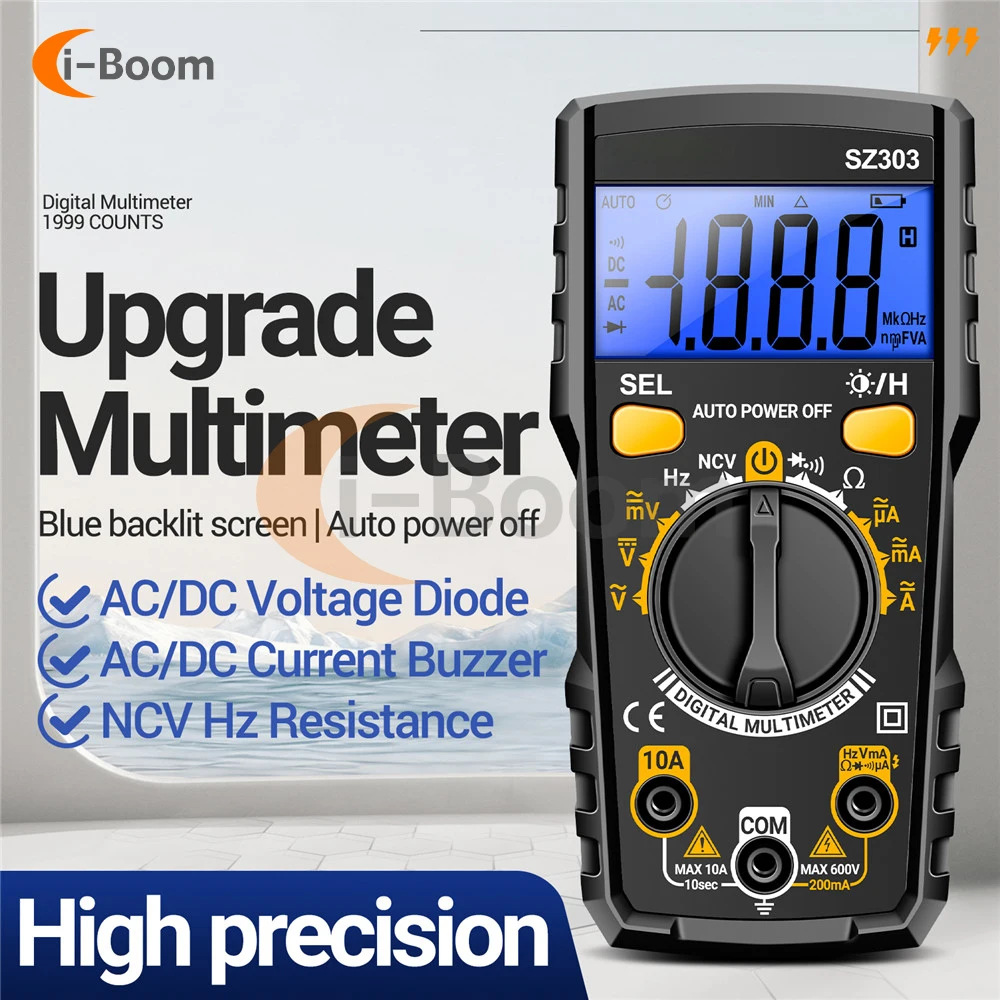 Multifunction Multimeter AC/DC Voltmeter Ammeter Resistance Tester High Precision Electrical Instruments LED Digital Display