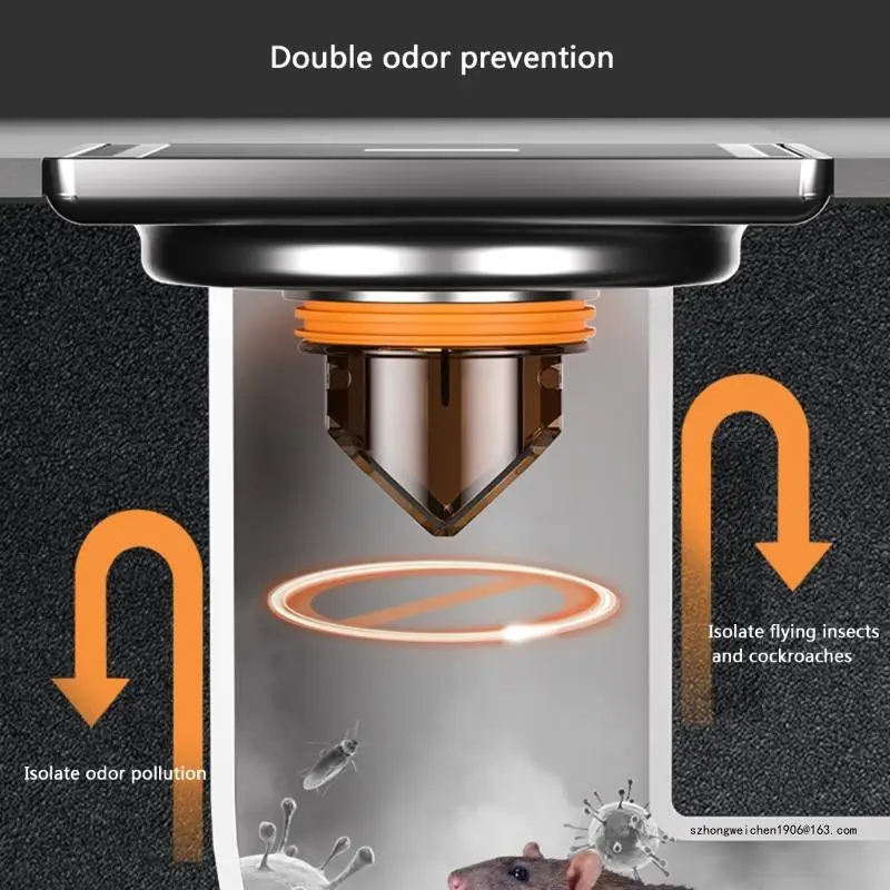 28GF 2-teiliger Bodenablauf mit doppelter Öffnung, Abflussfilter, Haarfänger, Rückflussverhinderer