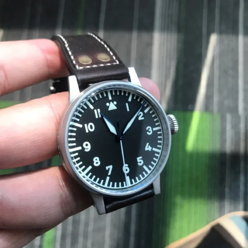 Hruodland 2025 جديد ساعة ميكانيكية للرجال PT5000 F013 ريترو سبورت مضيئة الياقوت الزجاج مقاوم للماء 100 متر Reloj Hombre