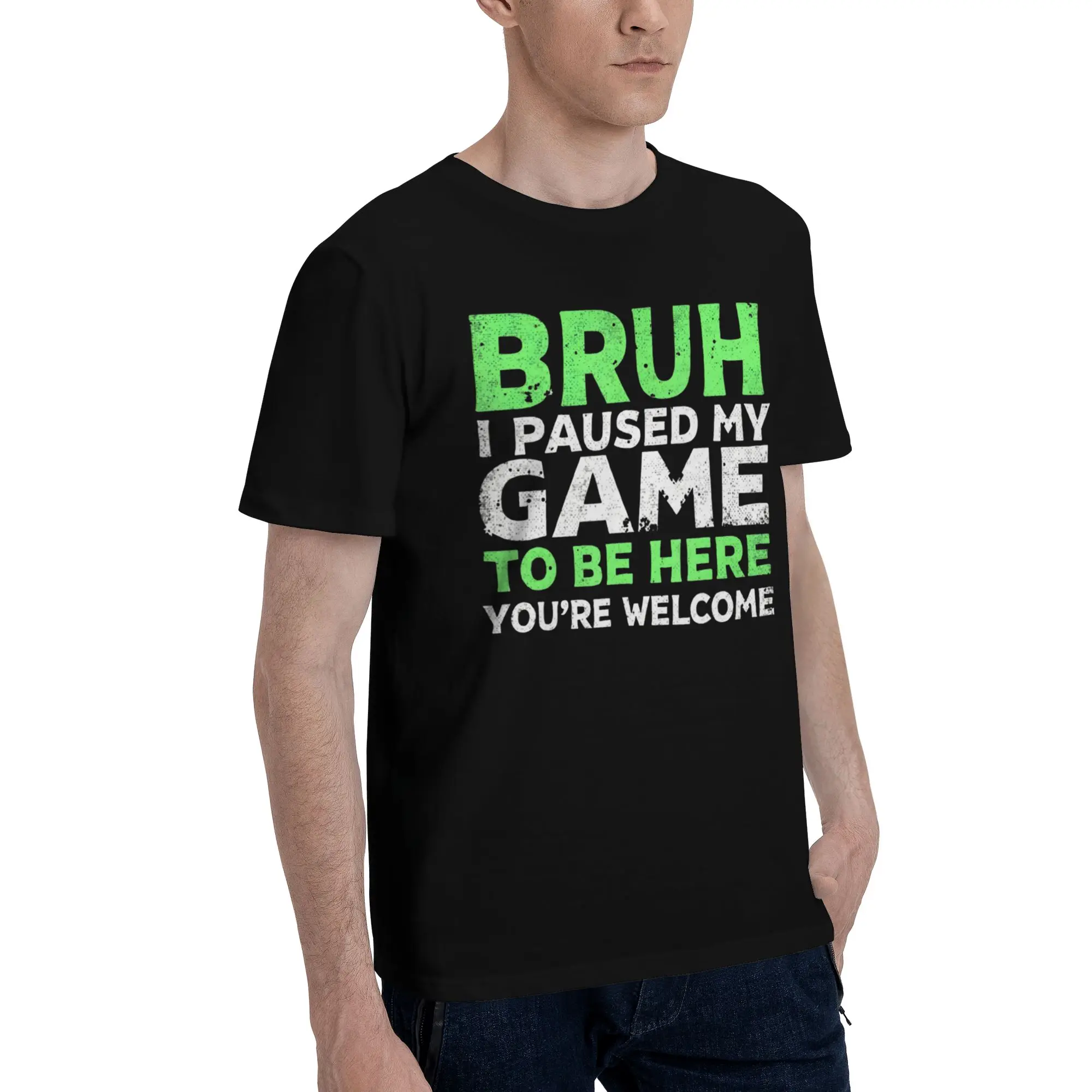 Printed I Paused My Game To Be Here T Shirt for Men Women  Cotton Tee Shirt Short Sleeve Clothes