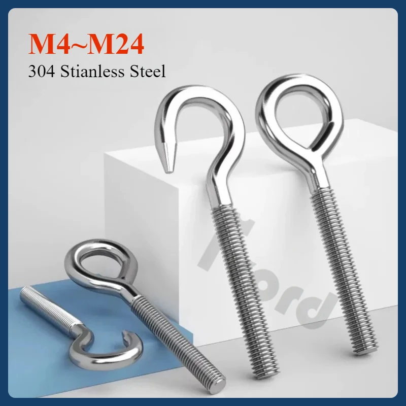 

304 Stianless Steel Sheep Eye Screw Bolt M4 M5 M6 M8 M10 M12 M14 M16 M18 M20 M22 M24 Ring Hanging Hook Suspension Fasteners Tool