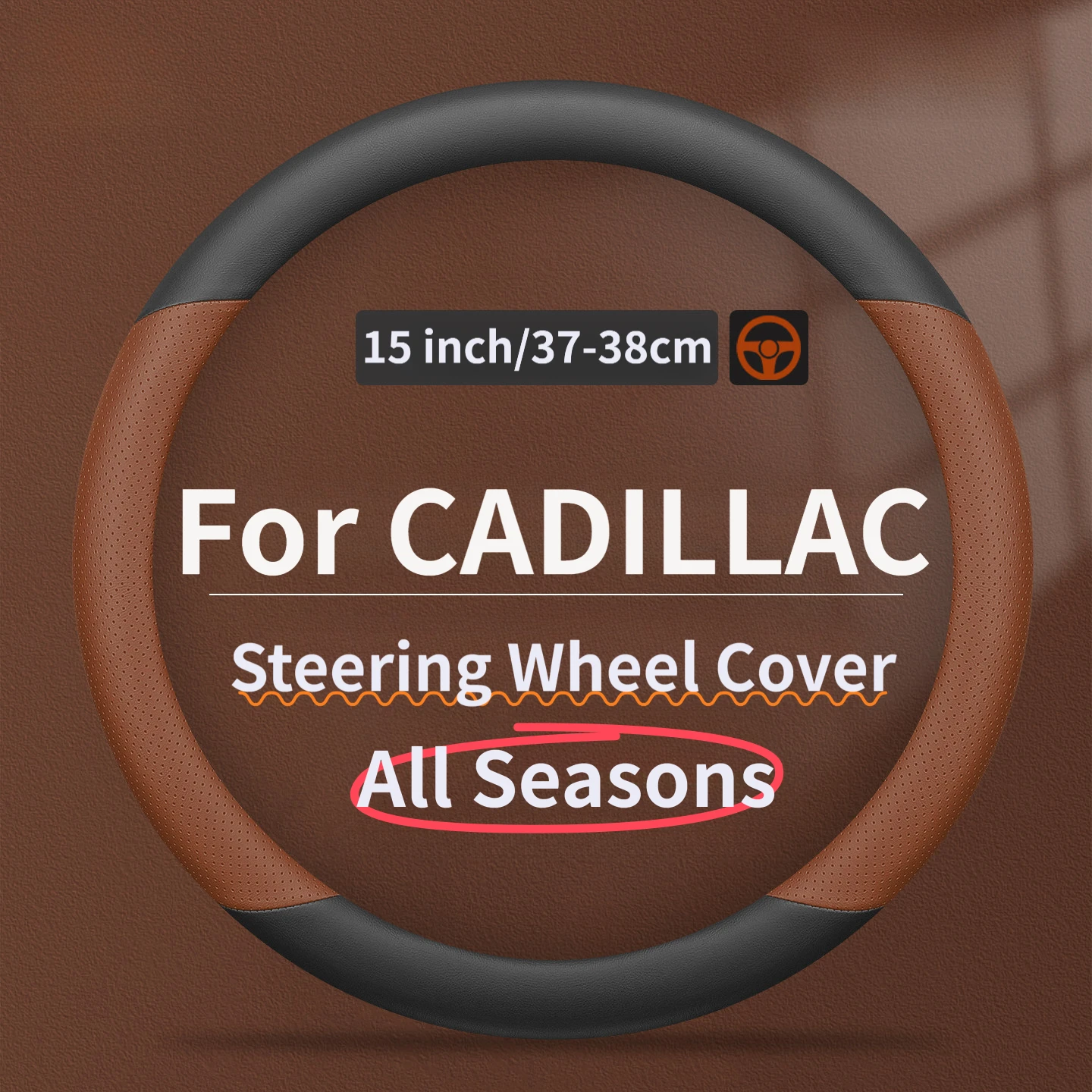 37-38cm Scratch Resistant Minimalist Steering Wheel Cover for Cadillac XTS, SRX, XT5, XT6, CT6, CTS-V, CT5, All-New Escalade