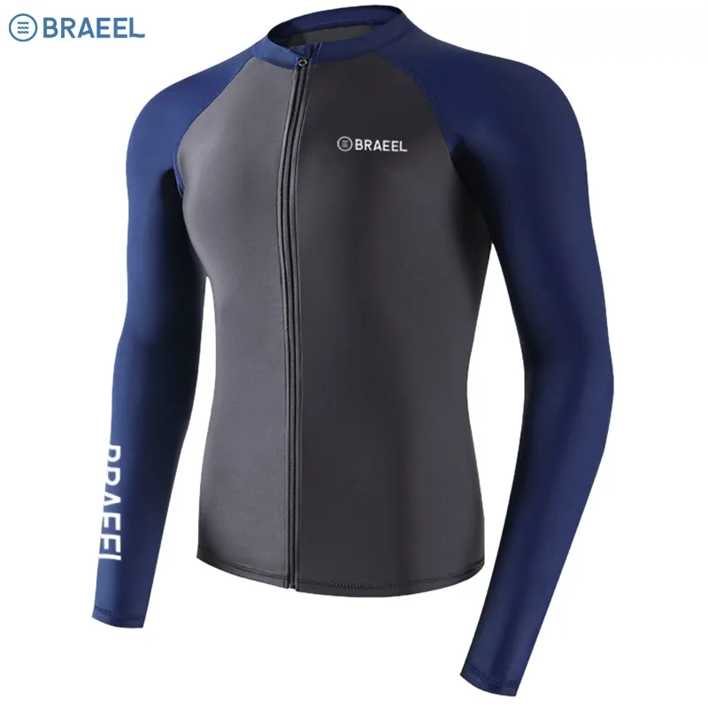 Korea Long Sleeve Man Swimsuit 2026 Quick-Dry Zippered UV-Protective Rash Guard for Men Surfing Jellyfish Protection