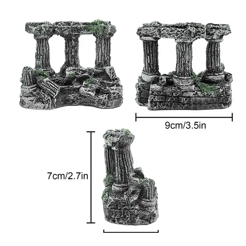 Fish Tank Decor Fish Tank Decoration Resin Artificial Ornament Aquarium Roman Column Ruins Castle Ornaments Background