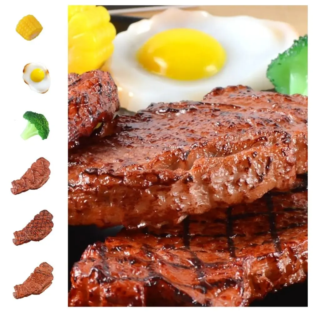 Simulazione di cibo occidentale Modello di bistecca Giocattoli da cucina Simulazione di cibo Uova fritte finte Fai finta di giocare a mais Cibo finto Giocattoli per bambini/bambini