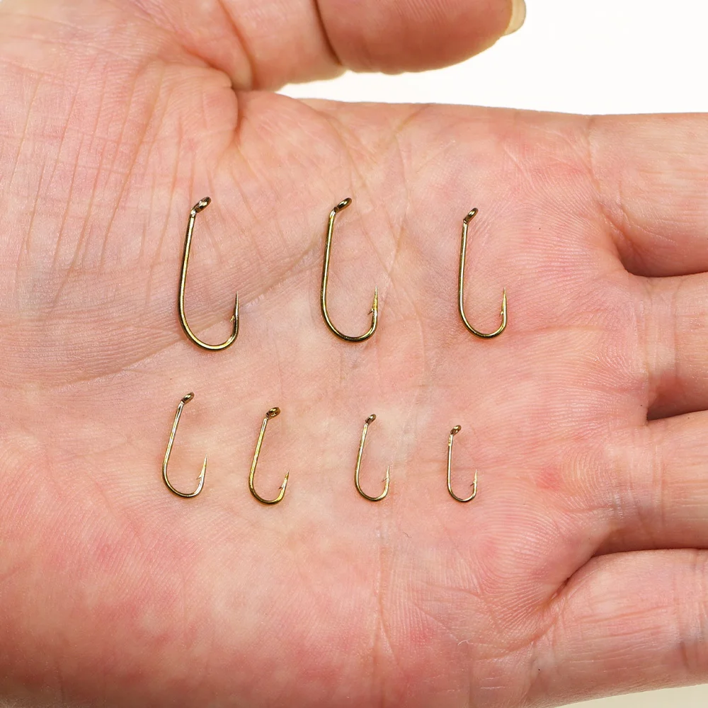 50 Stück # 8 - # 20 2X lange Angelhaken aus Kohlenstoffstahl mit Widerhaken für Trockenfliegen, Nassfliegen, Nymphen, Scuds, Caddis, Streamer – Fliegenbindehaken – Detail 7