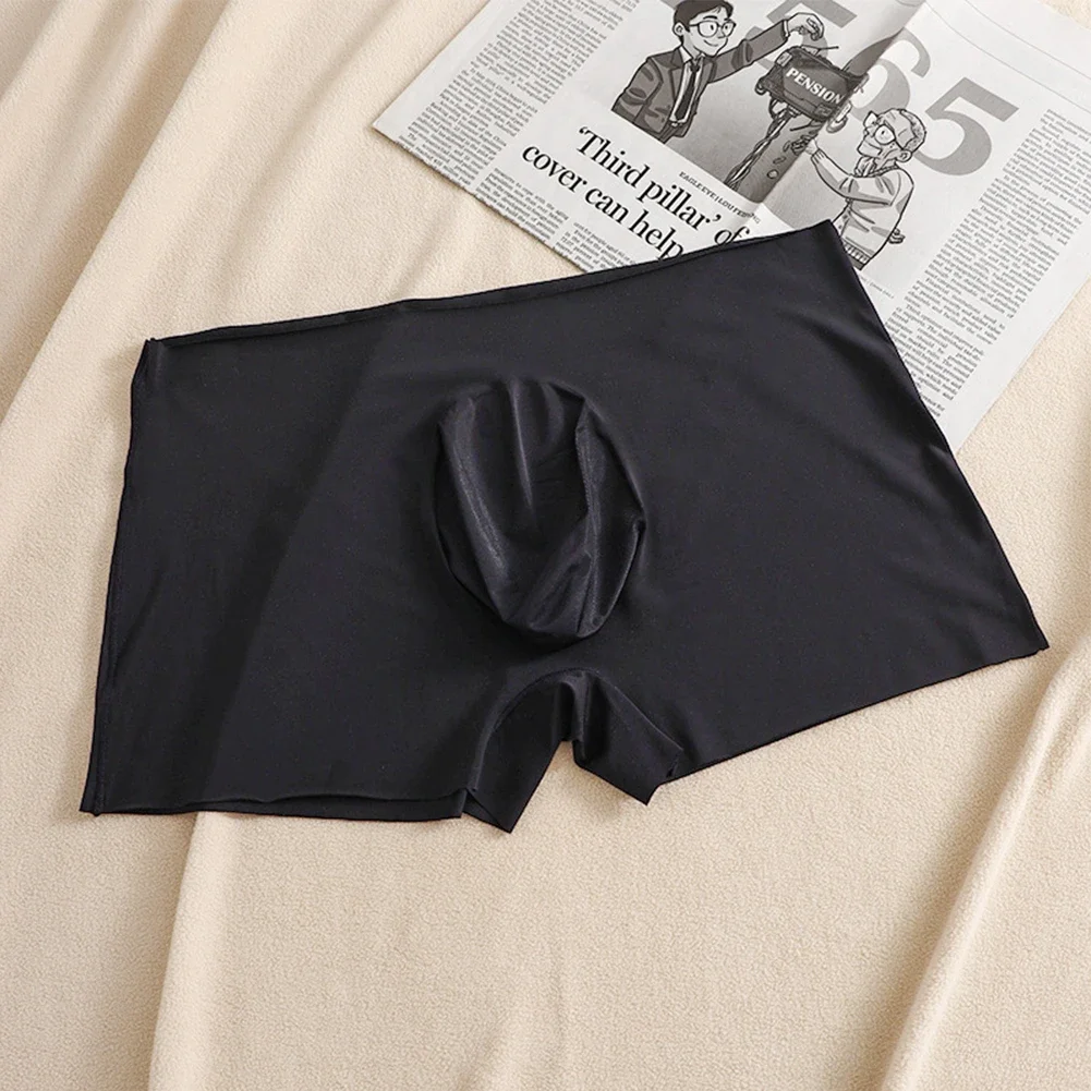 Men Seamless Super Thin Ice Silk Boxers Briefs Bugle Pouch Breathable Boxershorts Underwear Underpants For Man