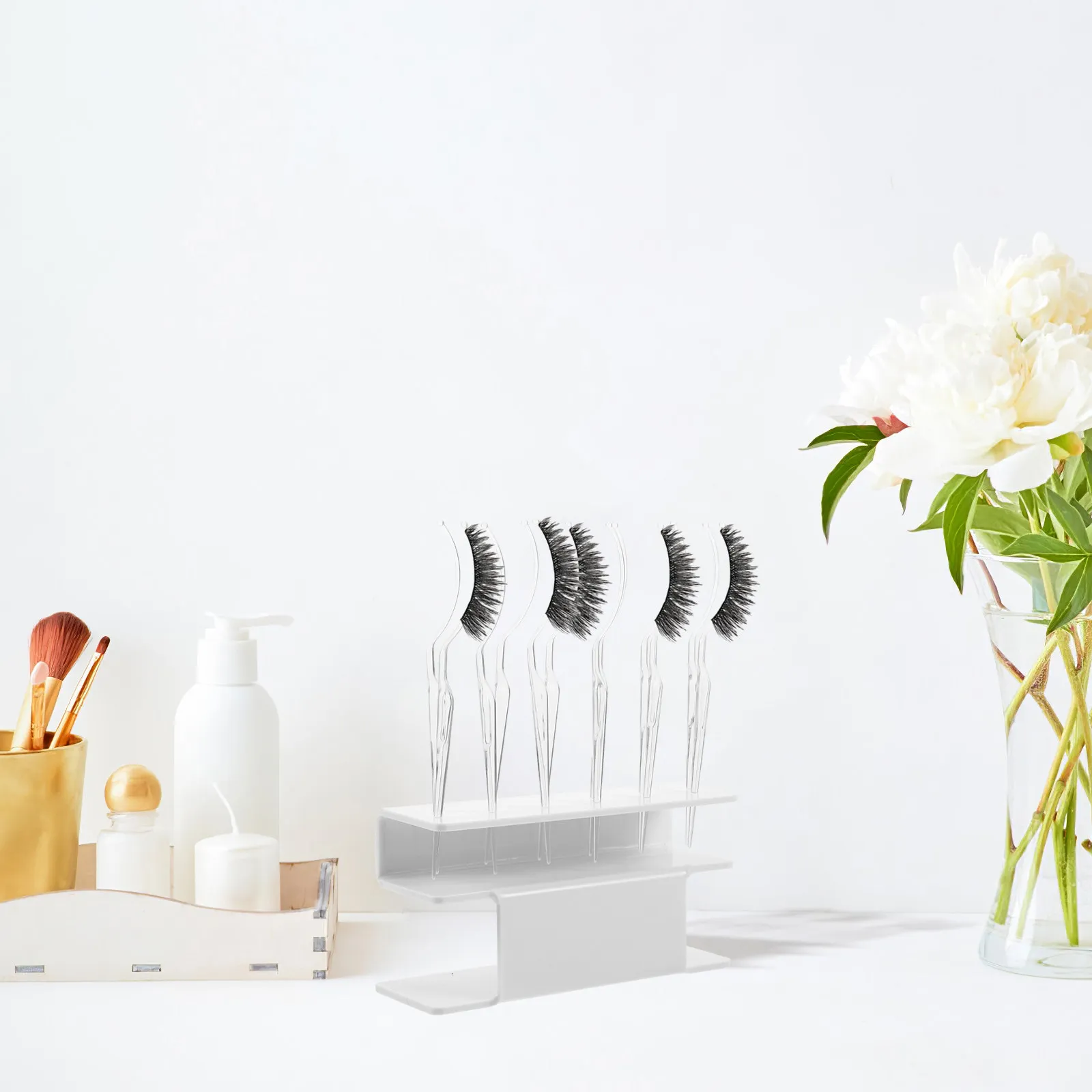 1Set False Eyelash Display Stand White Lash Holder Try on Sticks Eyelash Application Tool Beauty Salon Equipment Professional