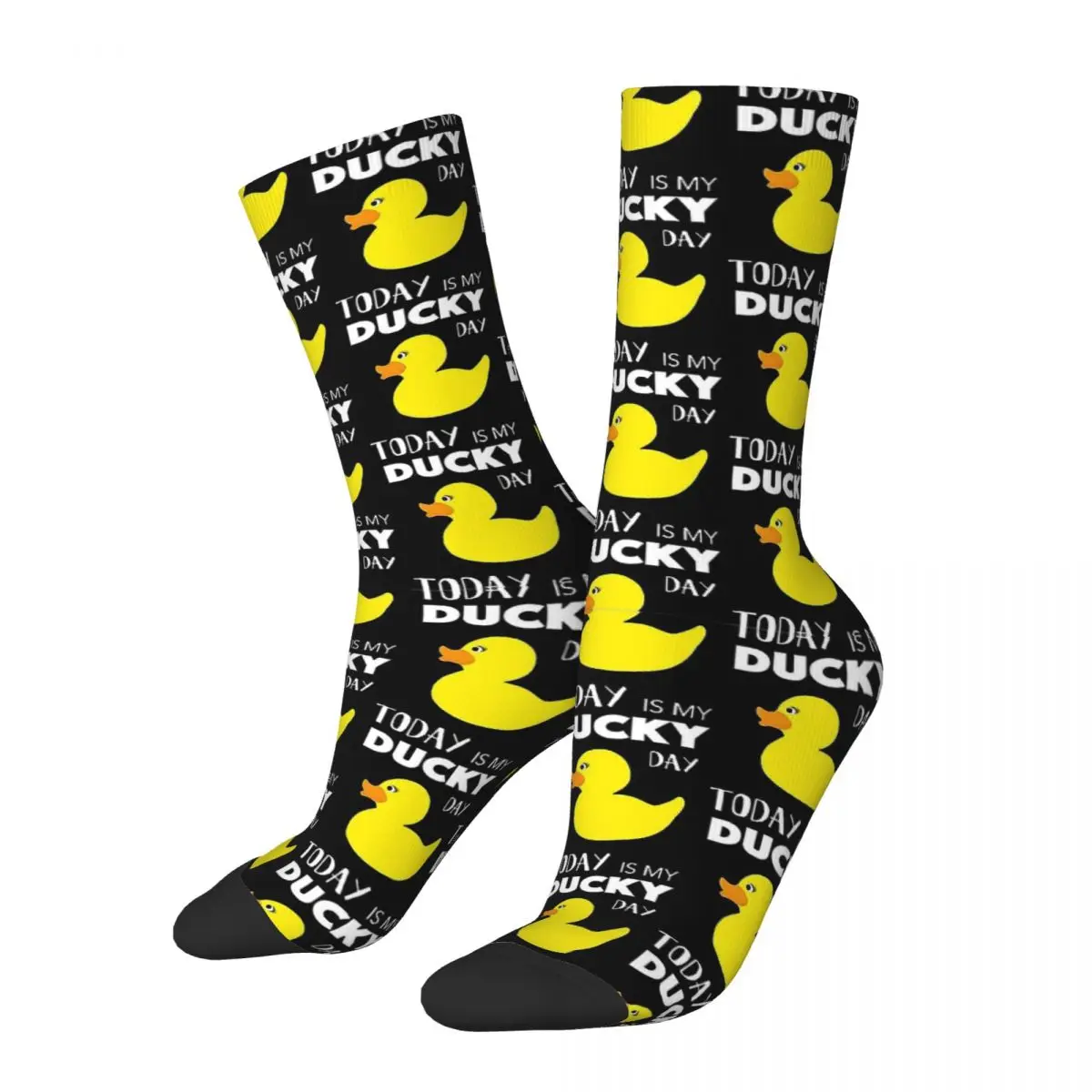 Today Is My Ducky Day 행운의 날 선물, 고무 오리 목욕 장난감, 노란색 귀여운 귀여운 양말, 스포츠 만화 패턴 양말