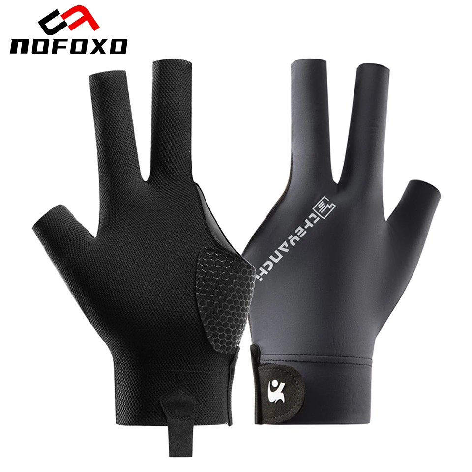 NOFOXO 1PCS Open Finger Billiard Gloves Lightweight Breathable Snooker Pool Gloves Non-slip Snooker Sports Single Glove Training