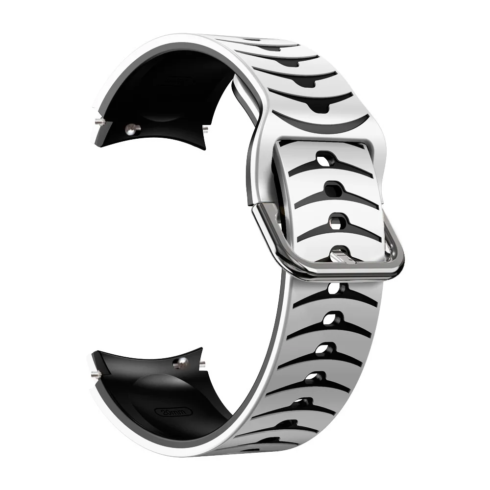 حزام سيليكون بلونين لساعة سامسونج جالاكسي 7/6/5/4 40mm44mm 5 Pro 45mm بدون فجوة سوار حزام ساعة 6 4 كلاسيكي باند كوريا