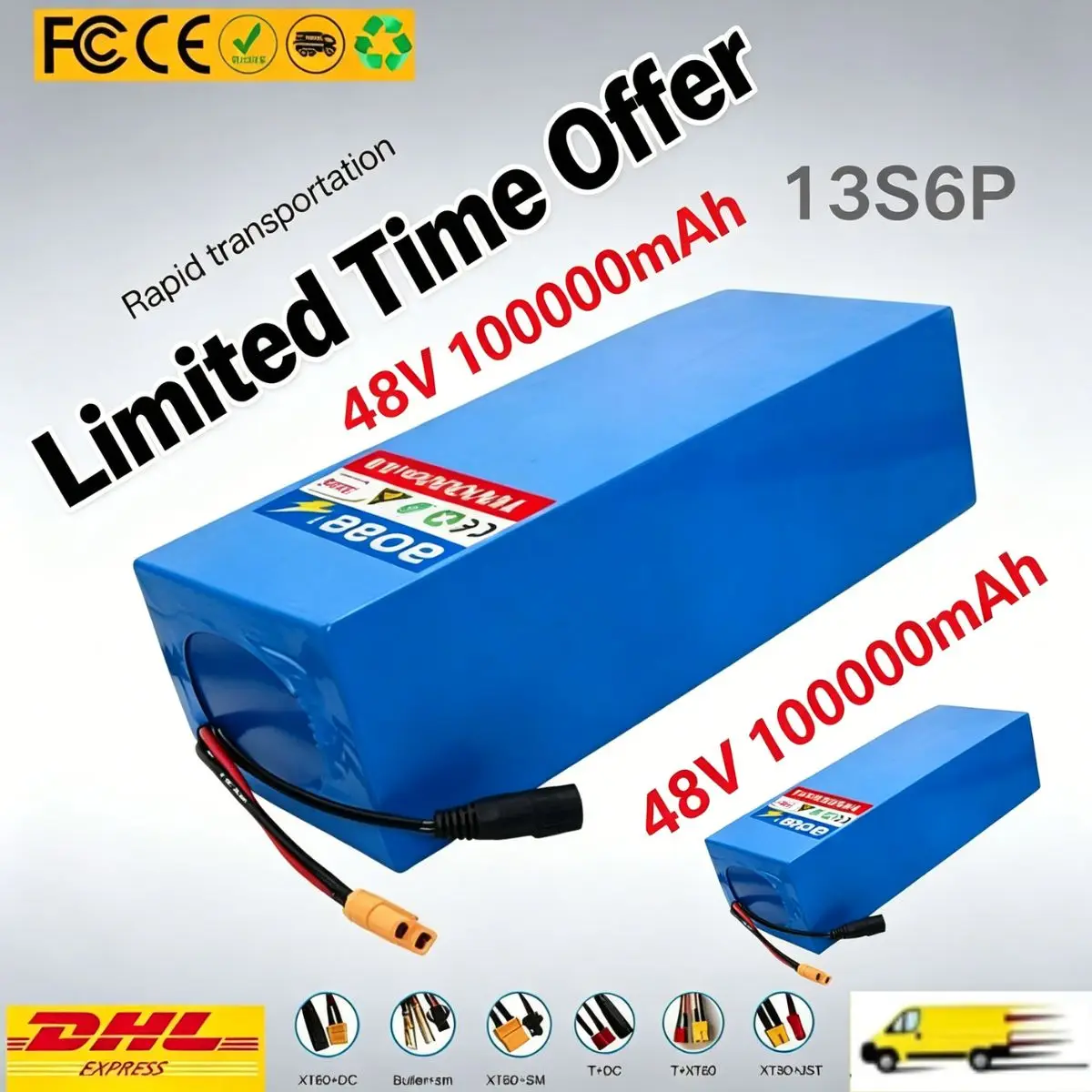 13S6p100% Original 48V 100000mAh 2000W100ah  Lithium Battery Pack Citycoco  Motorized Scooter Batteries Built in 50A BMTrolling