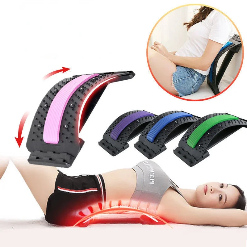 Magnetotherapy Multi-Level Adjustable Back Massager Stretcher Waist Neck Fitness Lumbar Cervical Spine Support Pain Relief