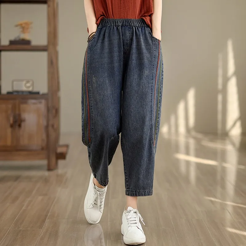 

Women Casual Boyfriend Jeans New Arrival 2024 Vintage Style Streetwear Basics Loose High Waist Female Denim Harem Pants B3827