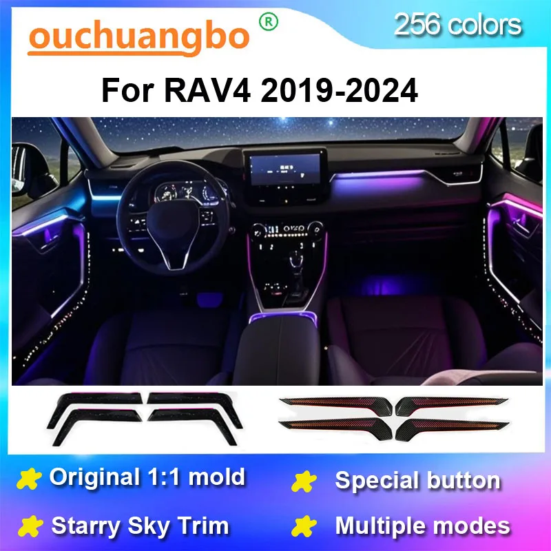 Ouchuangbo LED Ambient Light For RAV4 XSE 2019-2024 LHD RHD Atmosphere Lamp Backlight Kit Internal Lighting Lumini Ambiental