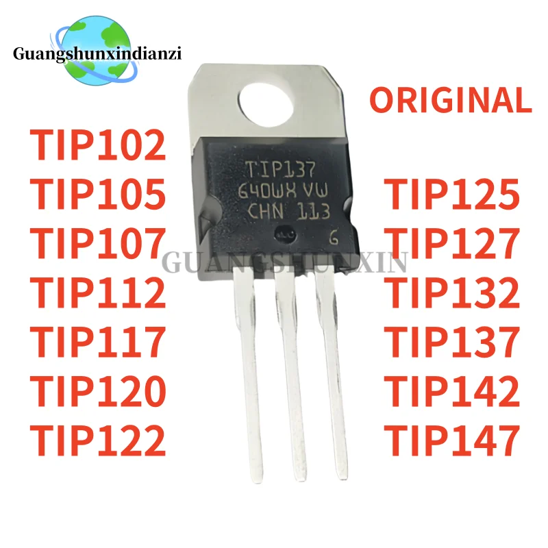 

10PCS New Original TIP102 TIP105 TIP107 TIP112 TIP117 TIP120 TIP122 TIP125 TIP127 TIP132 TIP137 TIP142 TIP147 TO-220 In Stock