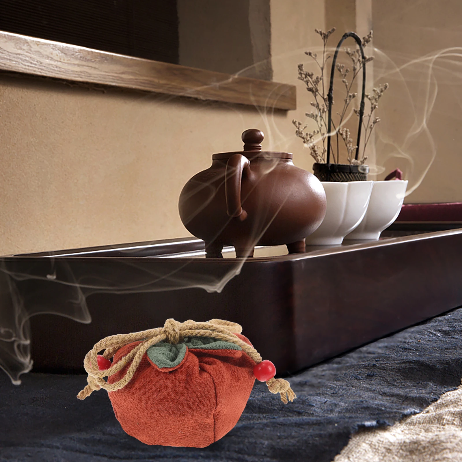 

Chinese Style Brocade Pouch Persimmon Decor Hanging Sachet Good Luck Amulet Feng Shui Ornament Blessing Bag Pendant Autumn