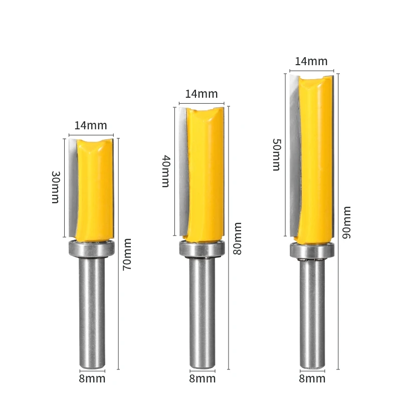 YUSUN 8MM Shank Cove 14MM Pattern Bit Router Bit Carbide Cutters Woodworking Milling Cutter For Wood Bit Face Mill End Mill