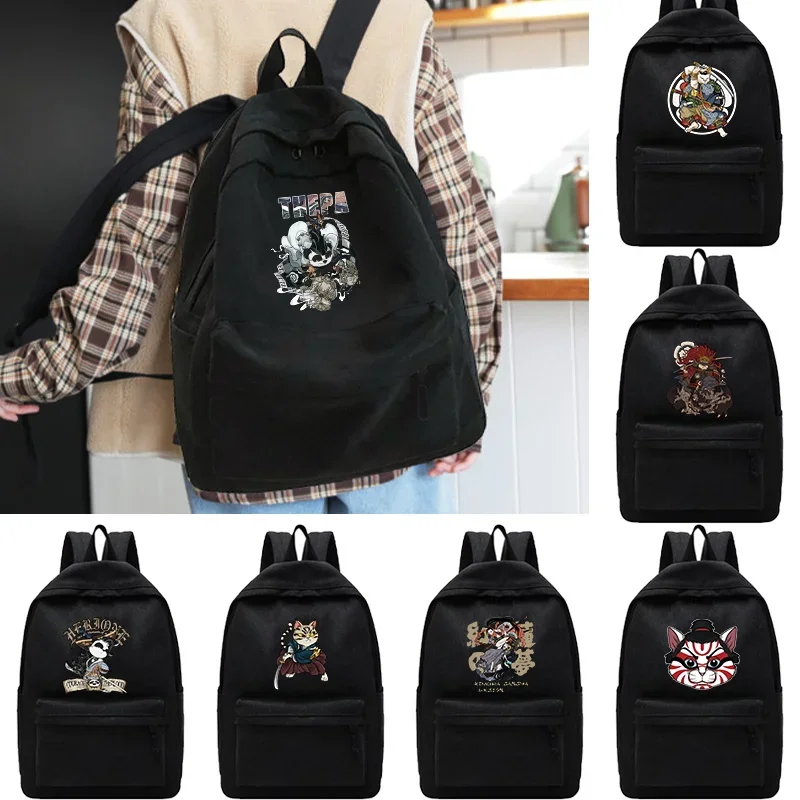 School Bags for Boys Teen College Bookbag Women Sport Knapsack Camping Travel Backpack Laptop Bags Samurai Print School Bag