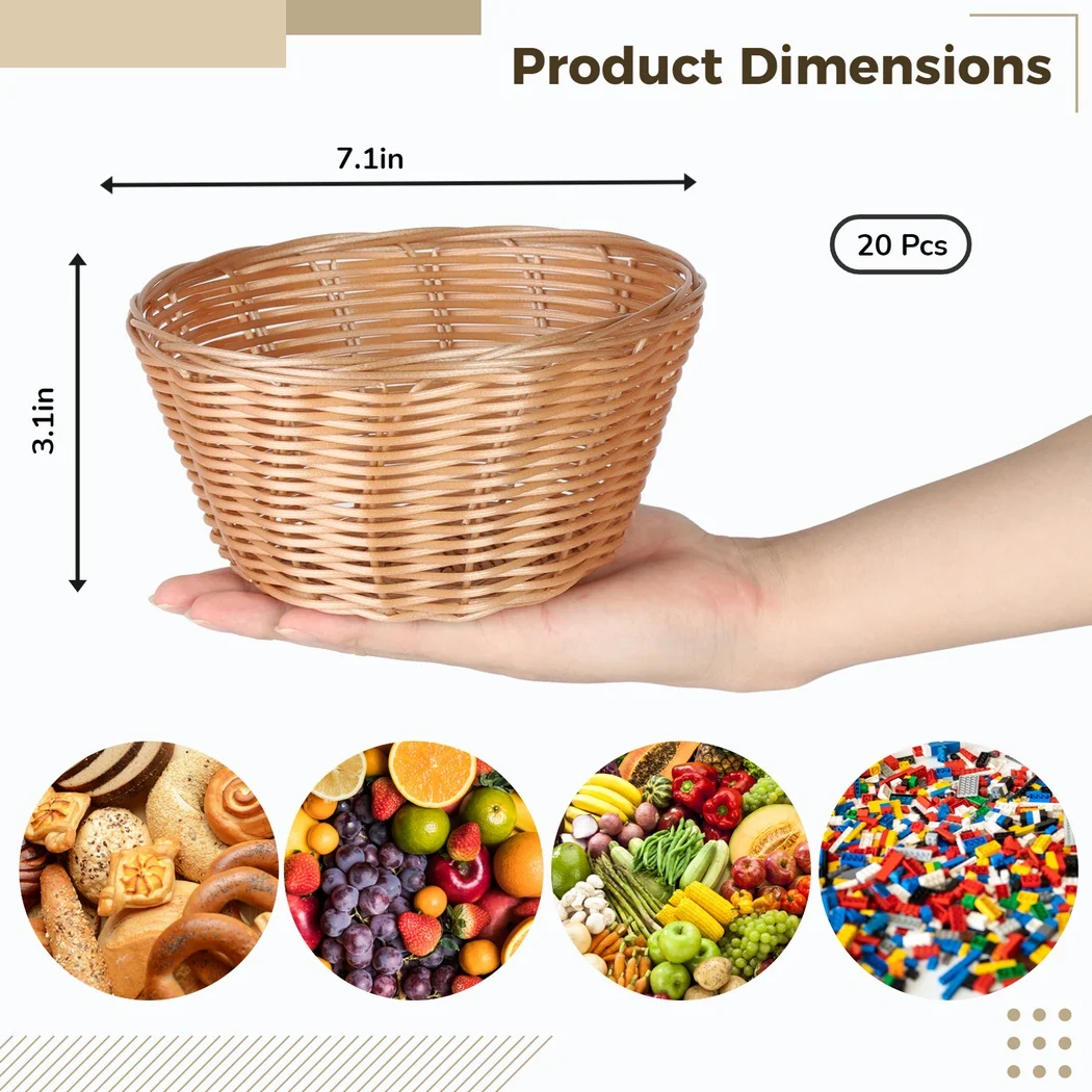 20Pcs Woven Bread Baskets 7.1\