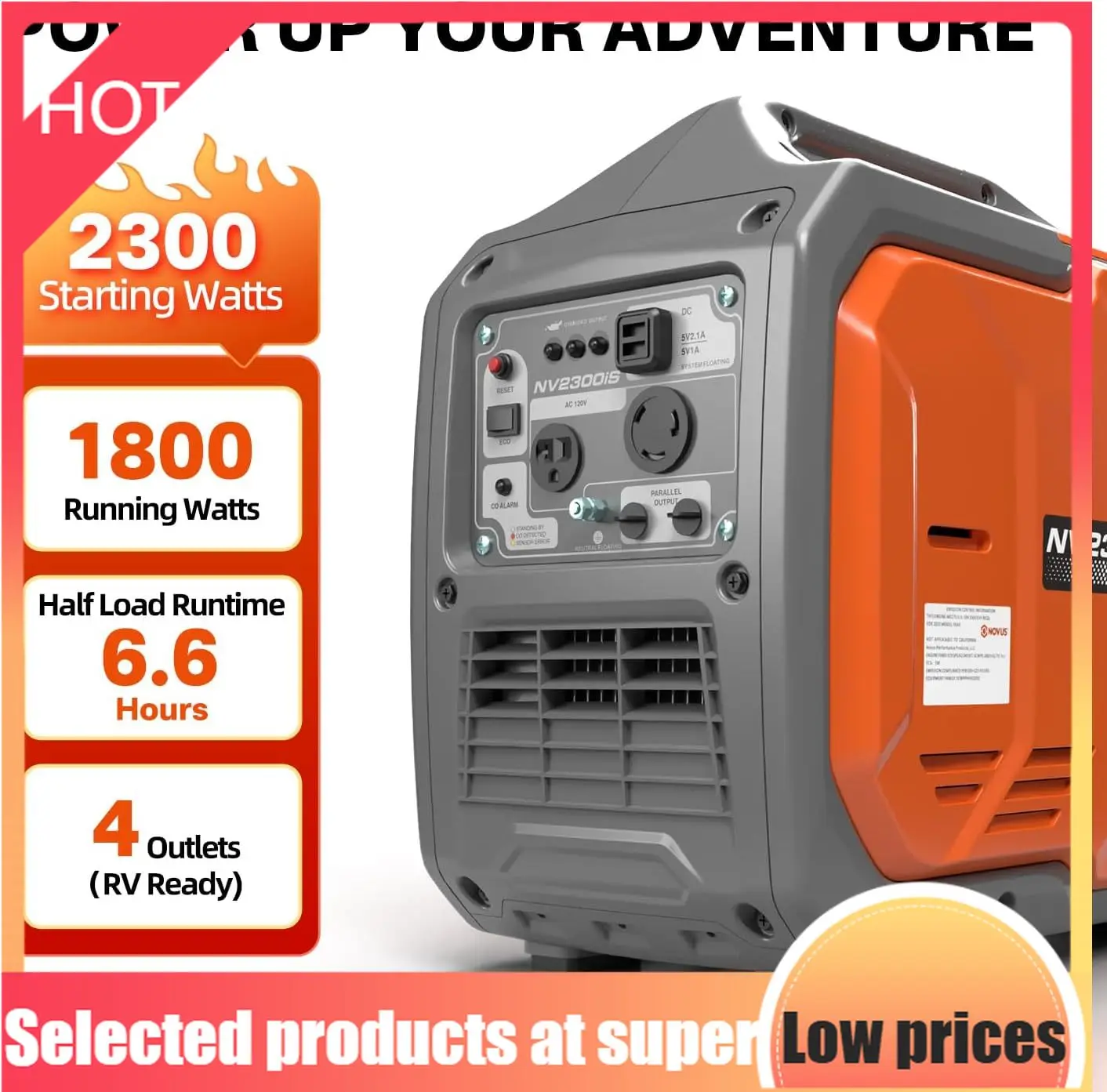 

Limited Edition2300W Inverter Generator, Portable Gas Generator for Camping, Home and RV, Super Quiet and Lightweight, RV Ready