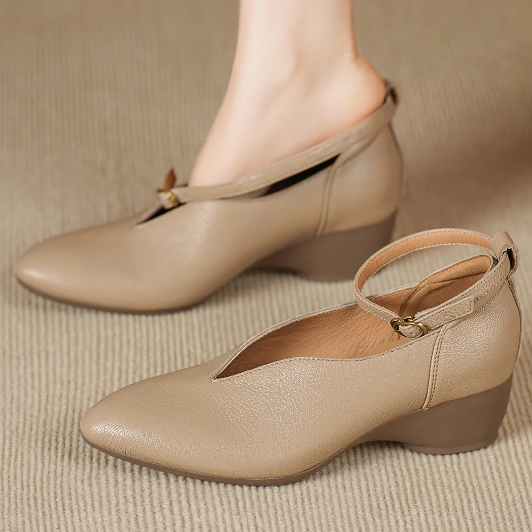 

Danxuefei женские туфли-лодочки из овчины с острым носком и ремешком на щиколотке 4,5 см, повседневные женские повседневные модельные туфли на каблуке в стиле OL