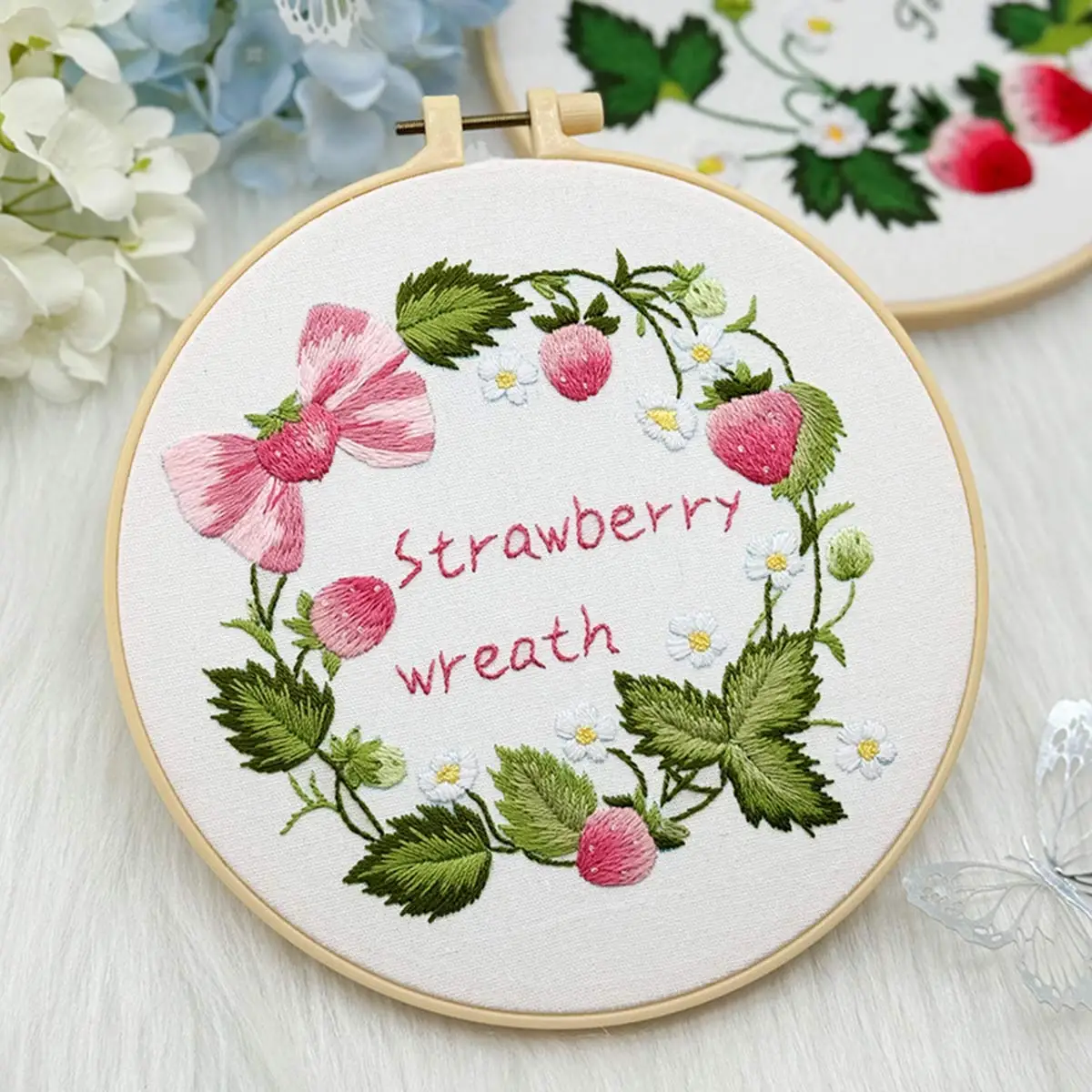 

Незаконченный стартовый набор для вышивания «сделай сам», фрукты, клубника, швейная нить, набор инструментов для рисования, декоративные поделки, материал, сумка