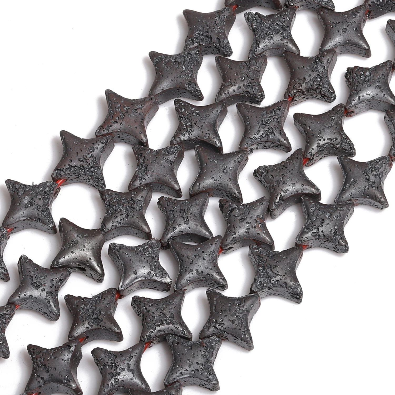 Perles en pierre hématite en forme d'étoile à quatre branches, imitant la lave constants ique, perle de roche pour bijoux, bracelet de bricolage fait à la main, collier exécutif