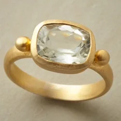 Ksra Mode geometrische exquisite Goldfarbe eingelegt Zirkon Ring für Frauen minimalist ischen persönlichen trend igen Schmuck